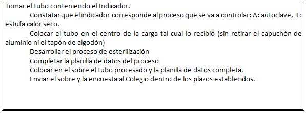 Instrucciones para el uso de los Indicadores Biológicos