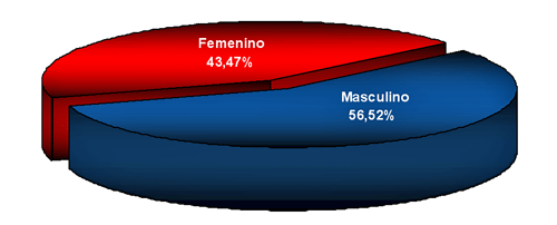 Gráfico 2: DISTRIBUCIÓN SEGÚN EL SEXO