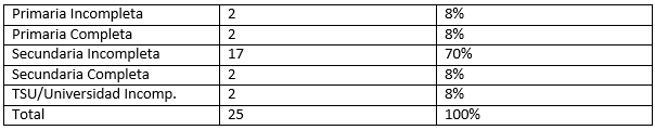 Tabla No 2 Distribución de acuerdo al nivel de instrucción de la madre