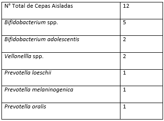 Tabla No II Número total de cepas aisladas de bacterias anaerobias estrictas