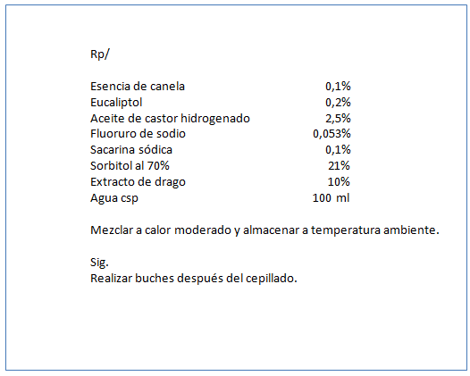 Fig. 4 Ejemplo de récipe para fórmula magistral: en la parte superior la suscripción, dirigida al farmaceuta. En la parte inferior la signatura, dirigida al paciente.