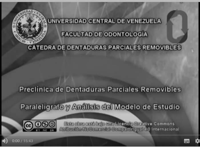 Figura1. Foto de la imagen introductoria del video "Paralelígrafo y análisis del modelo de estudio" alojado en el aula virtual Dentaduras Parciales Removibles, Campus Virtual- UCV. Fuente propia.