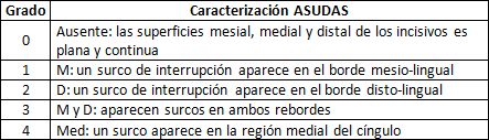 Tabla 1 Registro del surco interrumpido