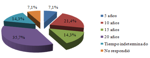 Gráfico 5 Distribución porcentual de los Cirujanos Dentistas, según el tiempo que guardan los archivos del prontuario electrónico del paciente. Araçatuba, SP, 2007.